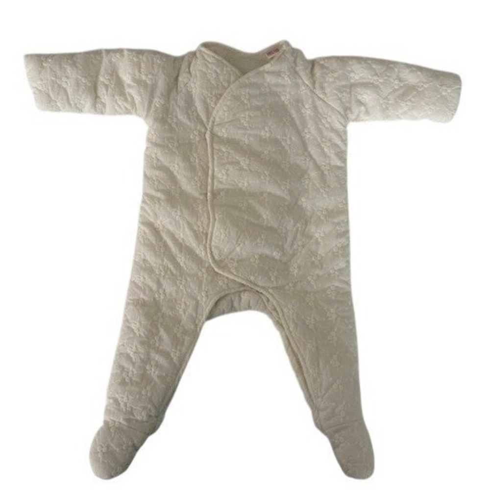 Zara Baby Quilted Floral Embroidered Footed Sleeper Cream 6-9 Months 74cm